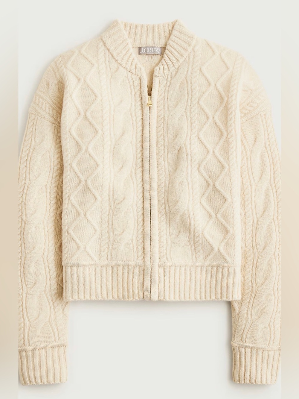 J CREW SMALL Wool cable-knit bomber jacket CR119 - Picture 3 of 7